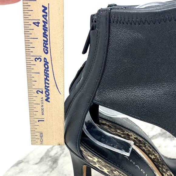 Elle Tahari Leather Snake Skin Open Toe Heeled Ankle Cuff Booties 37 Classic - Picture 11 of 14